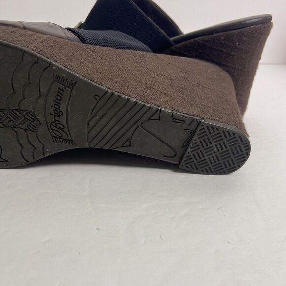 BRIGHTON Dream Brown Black Silver Leather Wedge Slip On Summer Sandals Size 7 - Picture 8 of 11